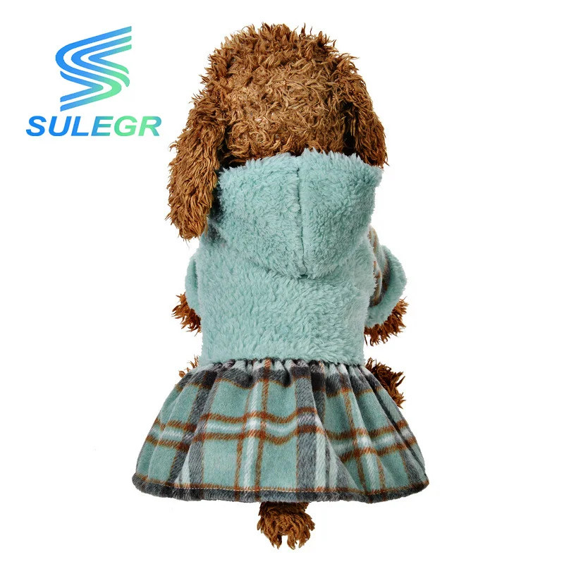 Winter Outfits For Puppies Dog Sweaters Girl Dress Warm Pet Clothes Pink Cold Weather Cat Coat Skirt Apparel Chihuahua Yorkie