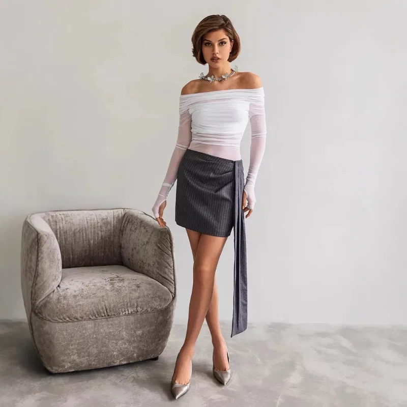 Women Mesh Off Shoulder Top S - Blouse Off Shoulder 评论和价格