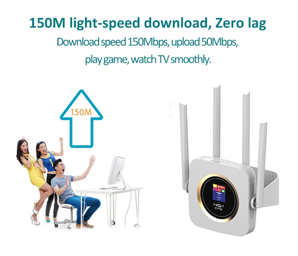 4G Router Wifi Simkaart Draadloze Wi-fi Router Ingebouwde Batterij RJ45 Wan Lan Wifi Modem Router Cpe 4G Wifi Router Slot Dongle