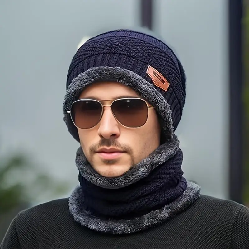 مجموعة قبعة شتوية للرقبة - إكسسوارات خارجية مرنة مريحة