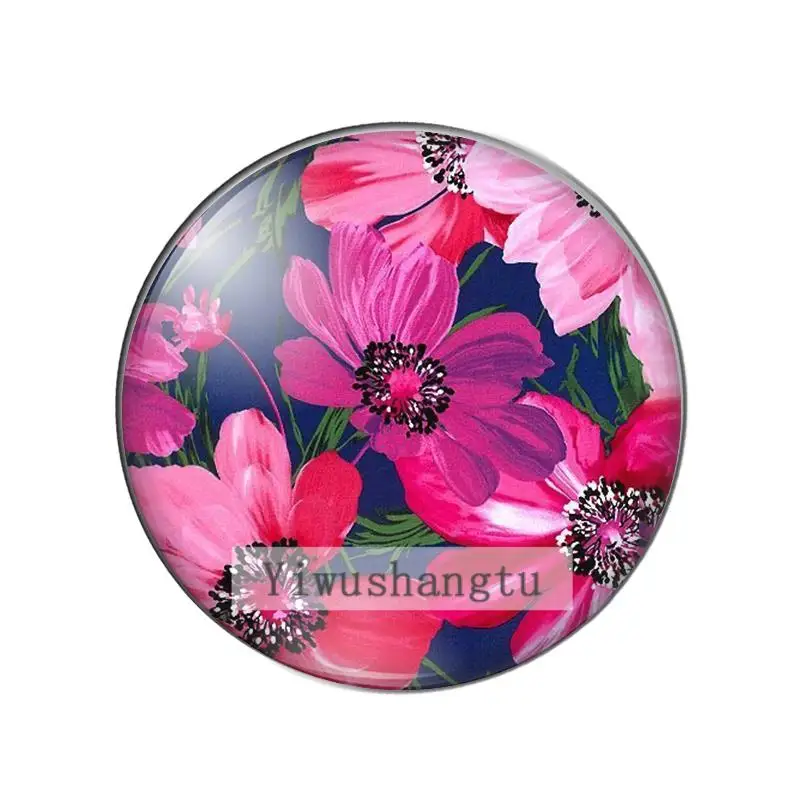 New beauty  flowers rose sunflower 18mm/20mm/25mm Round photo glass cabochon demo flat back Making findings ZB0543