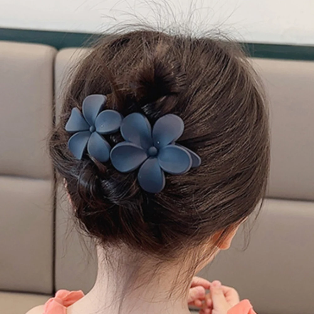 Korea Grote Frosted Bloem Haarspelden Grote Maat Haar Klauwen Dubbele Bloem Paardenstaart Acryl Eendenbek Clip Haaraccessoires Haar Clip