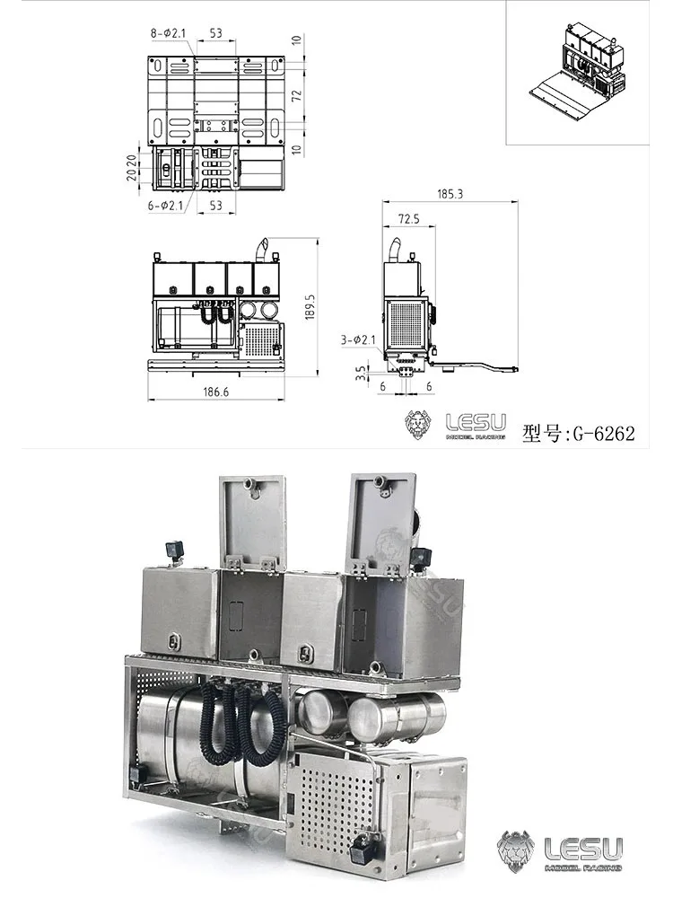 LESU Modell für 1/14 Maßstab LKW-Simulations-Spielzeugmodell Schwerlast-Schlepper Metall-Ausrüstungsständer G-6262 Tamiya DIY Modifiziertes Fahrzeug – Detail 1