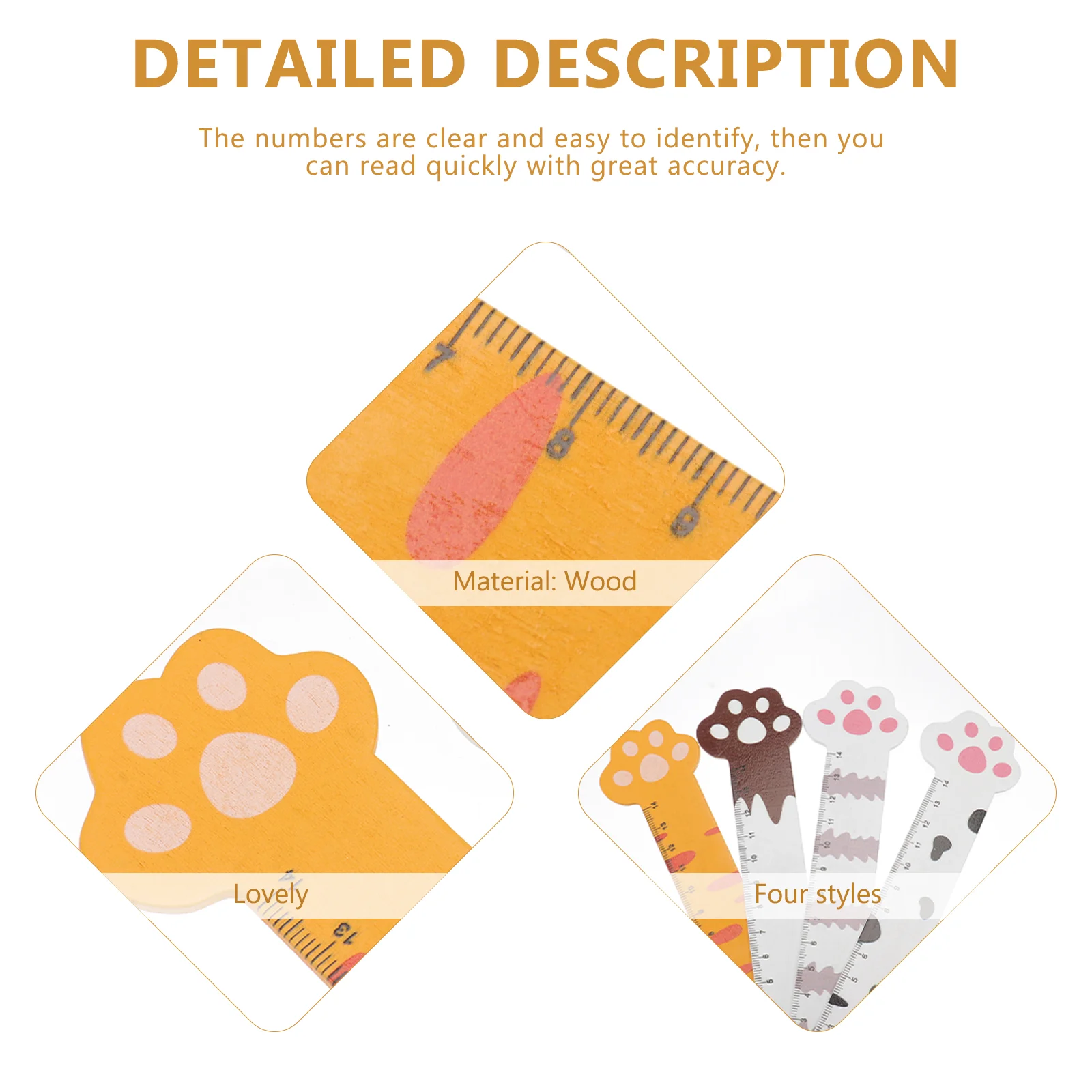 8 Pcs Bookmarks Measuring Ruler Creative Rulers Cartoon Lovely Straight Stationery Wooden Child