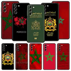 Morocco Flag Passport Phone Case For Samsung Galaxy S24 S23 S22 S20 Ultra S21 FE 5G S10 S9 Plus S10E S8 Note 20 Soft Black Cover