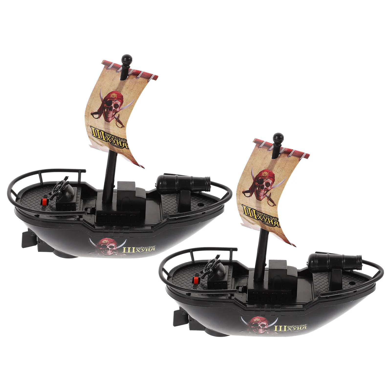 

2 Pcs Electric Pirate Ship Toy Sailboat Children’s Toys Shower Plaything Yacht Plastic