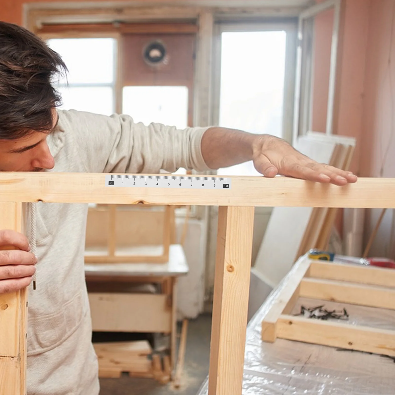 Self Adhesive Measuring Tape Stickers Waterproof Wear Resistant Peel Stick 20 Sheet Ruler Tape for Woodworking Sewing Saw Table