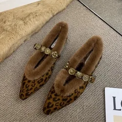 Women Boots 2024 Winter New Pointed Toe Loafers Retro British Style Warm Boots Women Casual Slip on Women Shoes Botas De Mujer