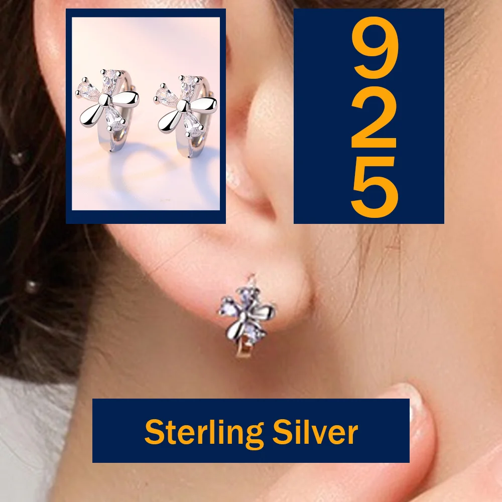 Hoop Earrings Stamp 925 Sterling Silver Girls Flower Jewelry 2026 Geometric Simple Earring for Women Silver Thick Hoops Hot