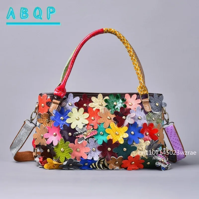 

ABQP новая женская сумка через плечо, индивидуальная модная женская сумка через плечо, цветная женская сумка с заклепками, большая вместительная женская сумка