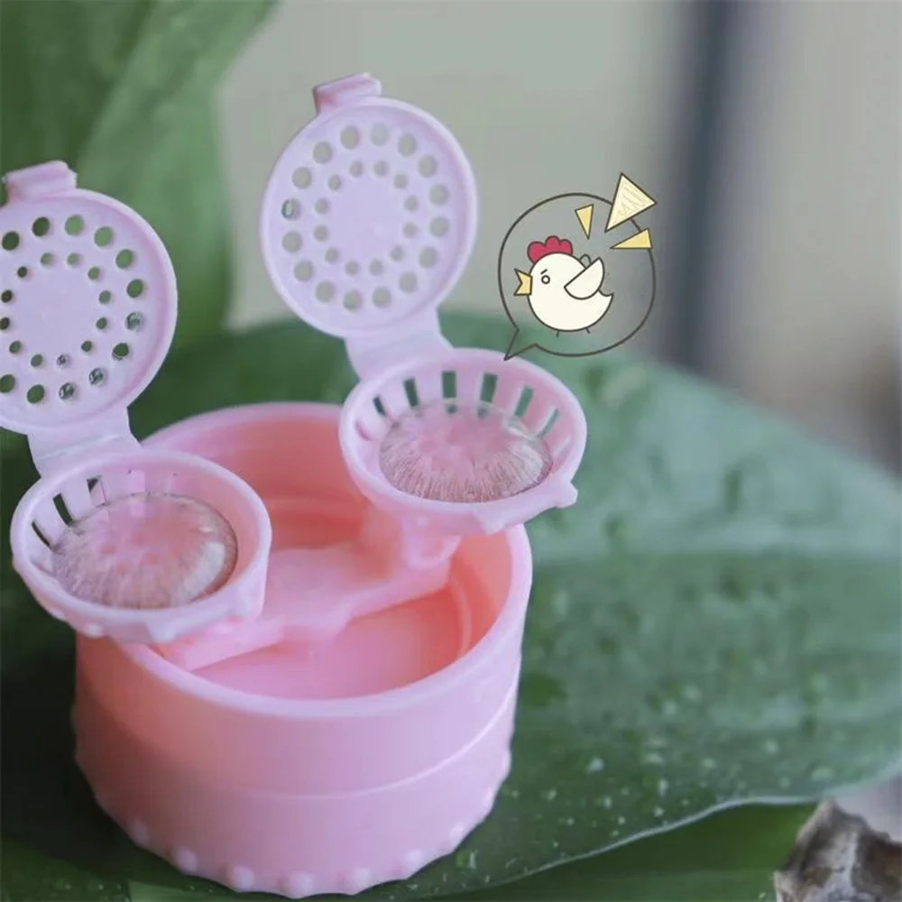 1PC Cute Contact Lens Cleaner Case Box Manual Rotation Type Plastic Container Storage Holder Portable Lenses Cleaning Tools Set