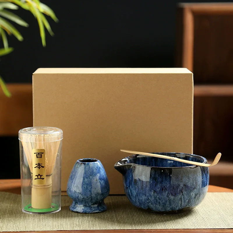 

4PCS Japanese Matcha Tea Set Safe Bamboo Whisk Teaspoon Tea Sets Matcha Bowl Matcha Whisk Holder foTable Tea Ceremony Party Gift