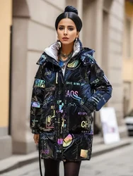 2024 moda nuovo tessuto luminoso spesso caldo giacche invernali cappotti imbottiti in cotone da donna di media lunghezza autunno femminile parka capispalla