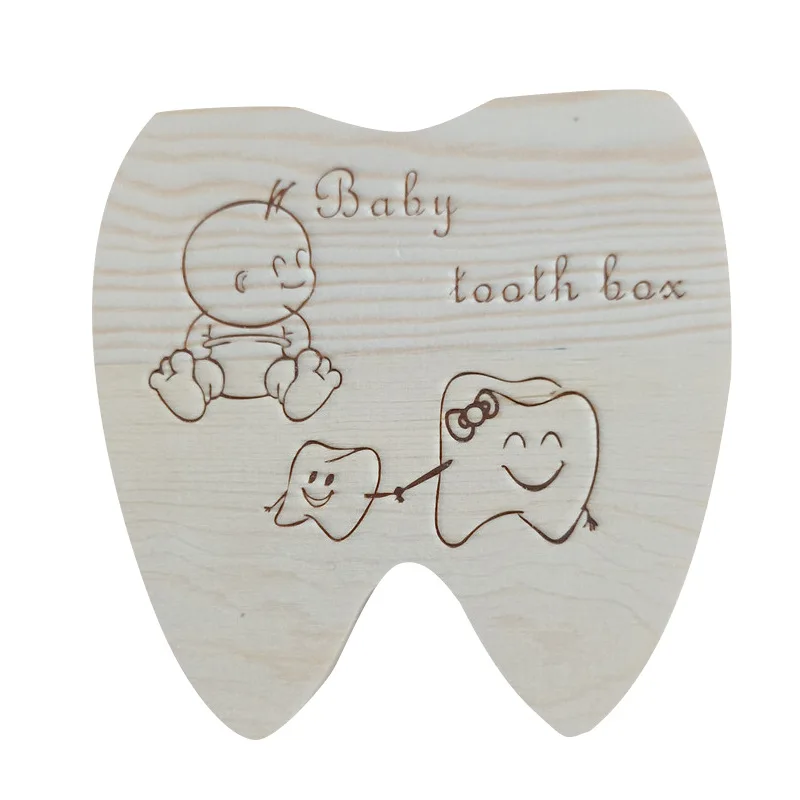 Baby Tooth Box English/Russian/French /Spanish Wooden Milk Teeth Organizer Storage Boys Girls Baby Souvenirs Gift