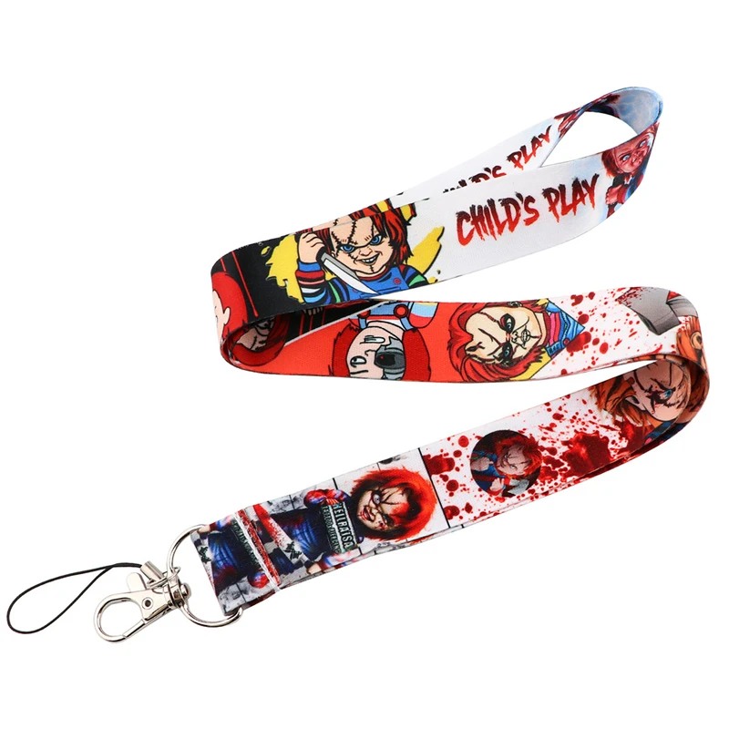 Horror Film Chucky Child Fashion Lanyard ID Badge Holder Bus Pass Case Cover Slip Bank Credit Card Holder Strap Card Holder