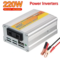 220W Power Inverter Car Mounted Power Inverter USB Voltage Transformer Portable DC 12V To AC 220V Conversion USB Battery Clip