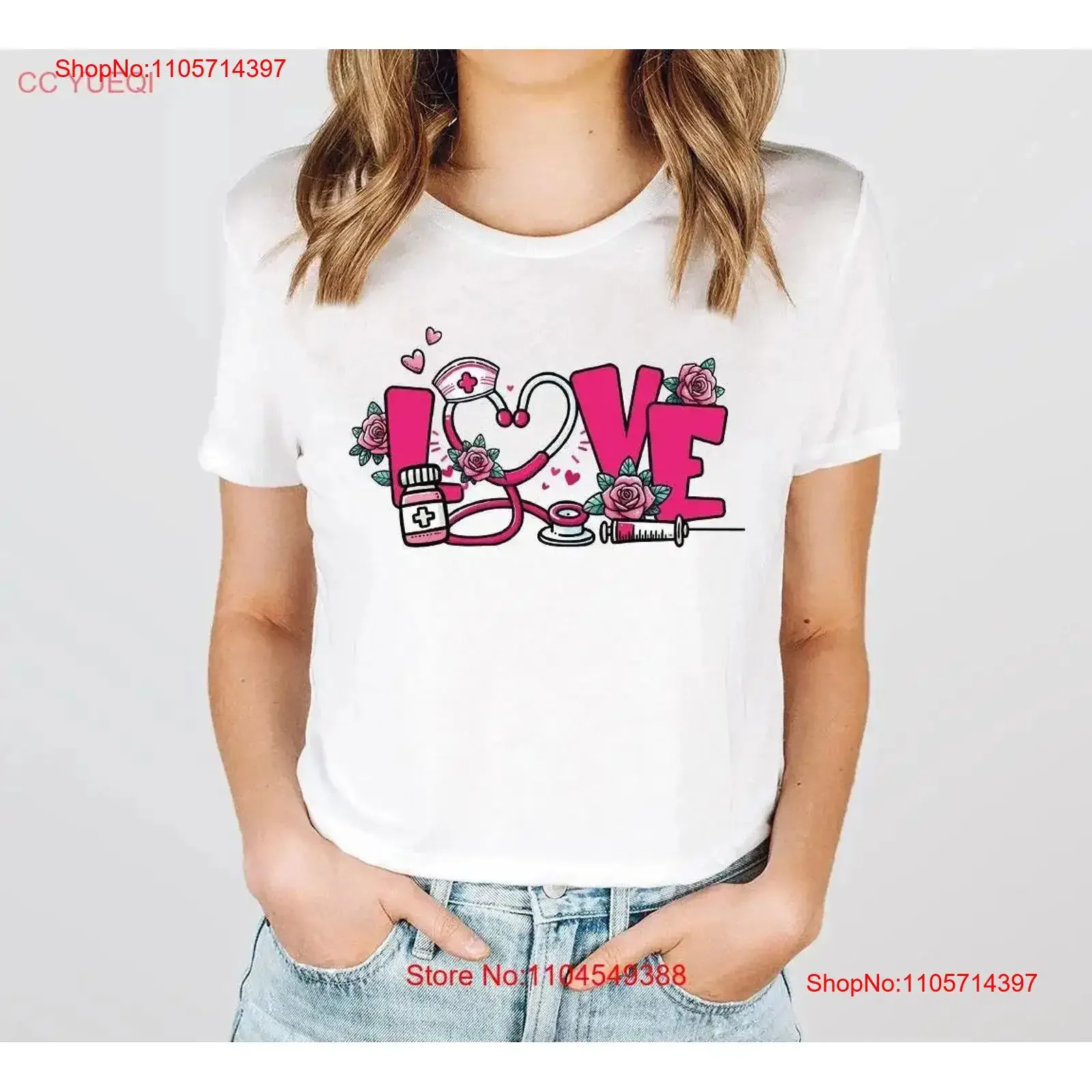Nurse Love T Shirt Valentines Day Couples Stethoscope For Heart Medical vintage Washed streetwear Stylish Soft Slightly