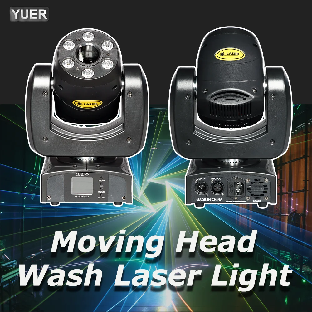 

YUER NEW 1W 2W 3W Laser + 6X10W LED RGB Moving Head Light Scanning Pattern Laser Animation Effects for DJ Bars Clubs Wedding