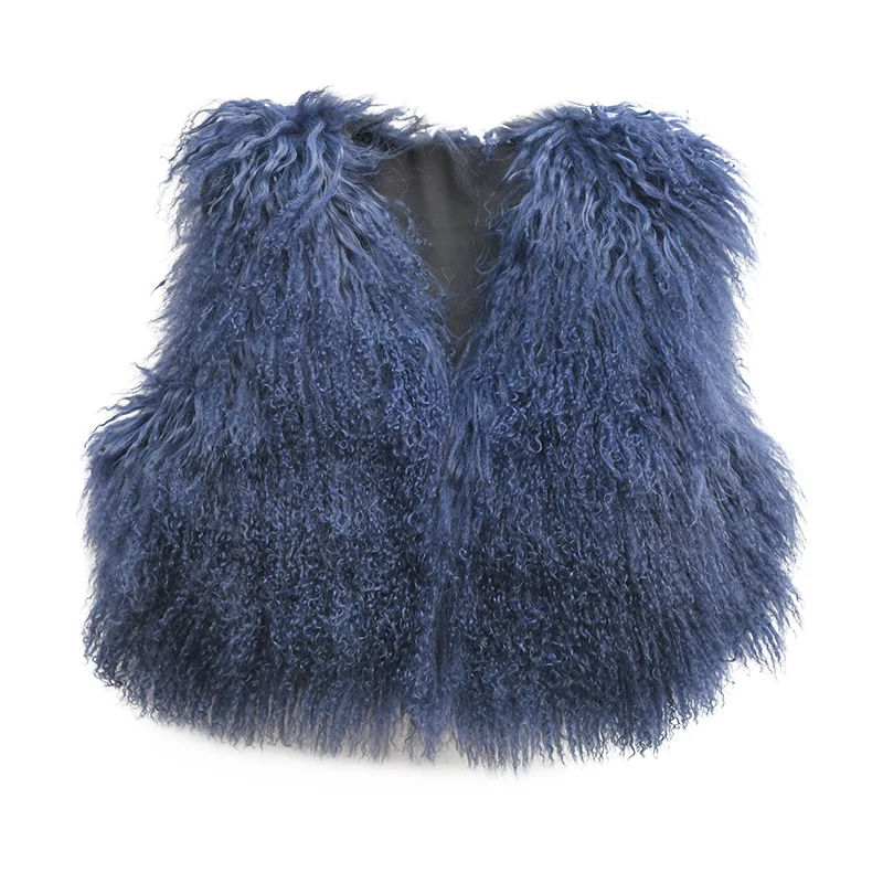 Ladies Gorgeous Outdoor Vest Waistcoat Real Mongolian Lamb Fur Jacket CX-G-B-237