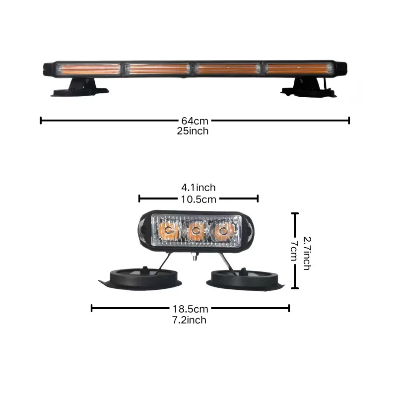 15W LED Amber Emergency Strobe - Vehicle Hazard Warning Safety Roof