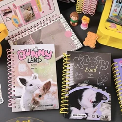 Cute Notebooks Binder for Kids Kawaii Cat Rabbit Scrapbook Notepad Fashion Colorful Page Coil Writing Pad Student Supplies