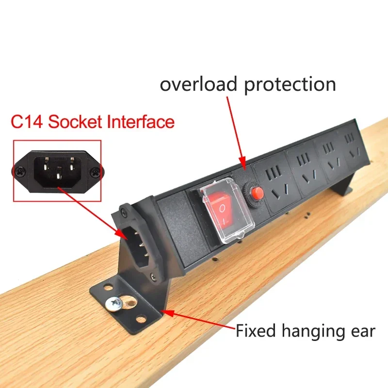 PDU distribution strip C14 port distribution unit desktop five hole national standard socket 1-10AC with overload protection