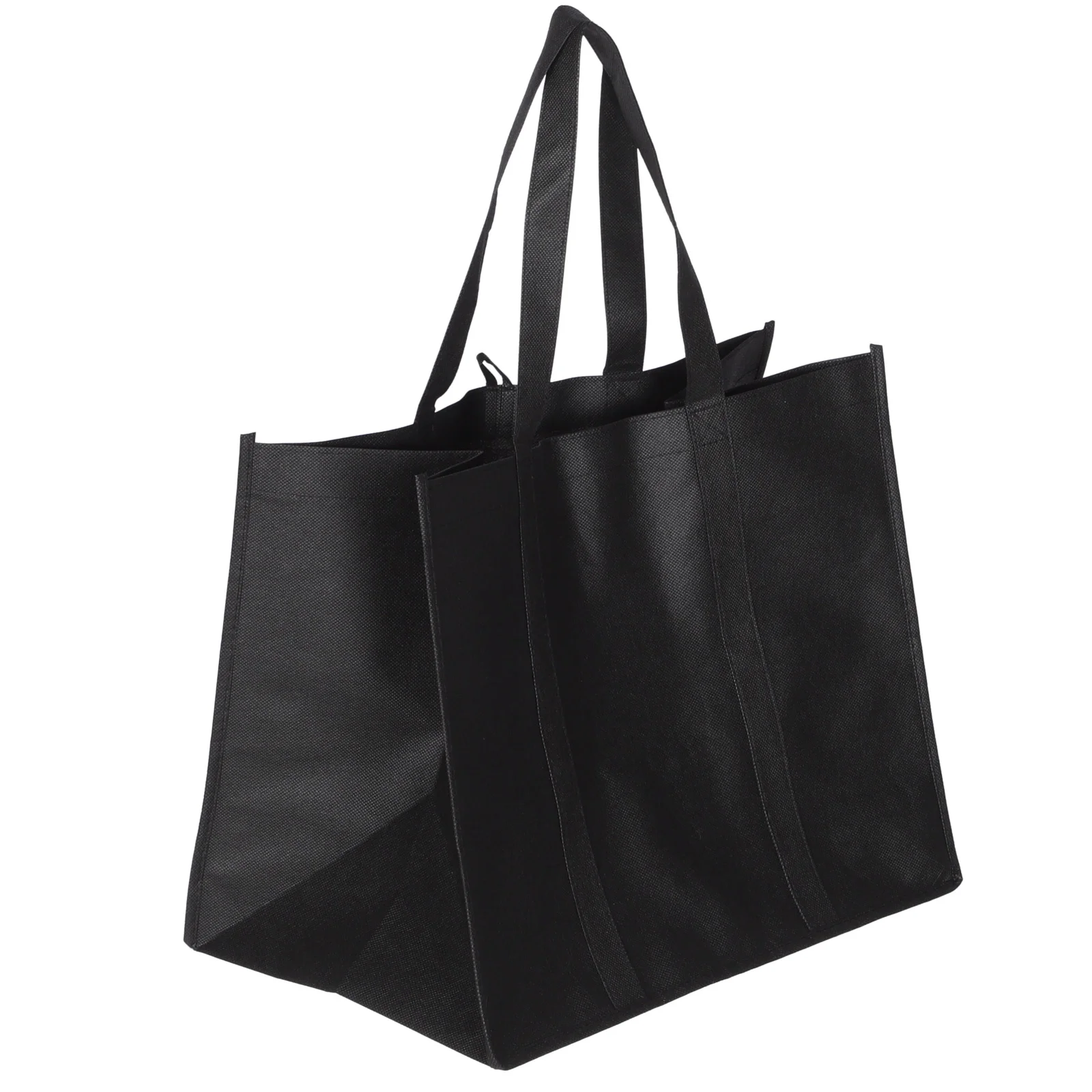 

5 Pcs Non woven Grocery Shopping Bags Reusable 41x26x33cm Black Foldable Wear resistant Picnic Outdoor Portable Large Capacity