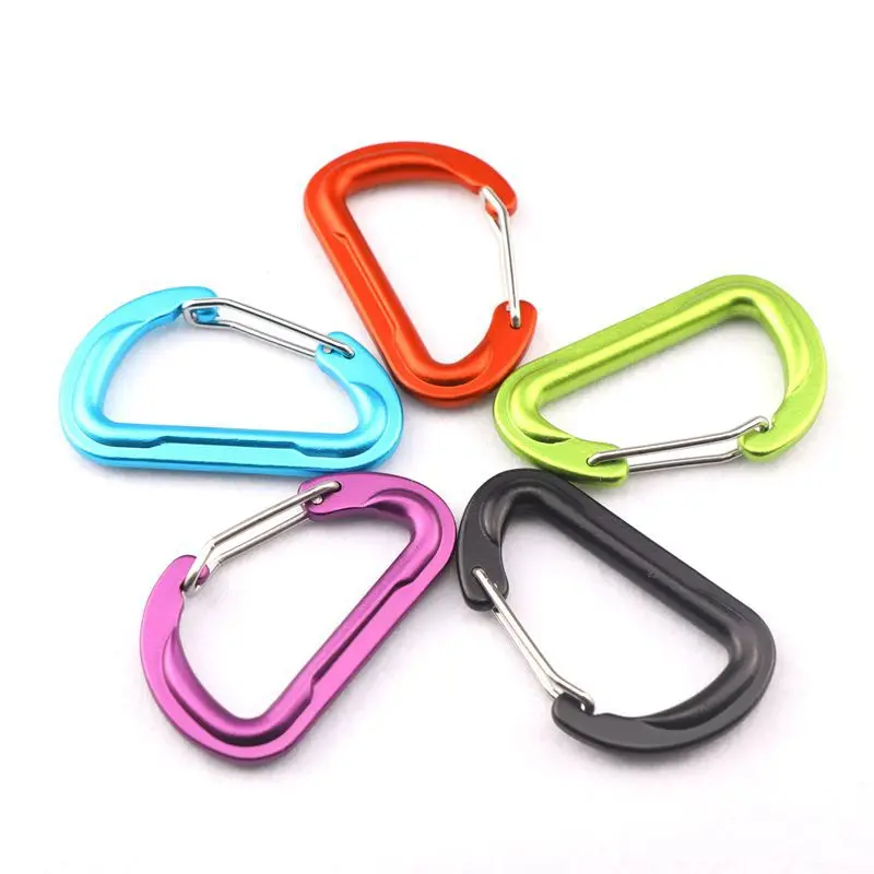 Outdoor Portable Aluminum Alloy Spring Buckle Compact and Colorful D-shaped Quick Hanging Buckle for Luggage Key Buckle Ring