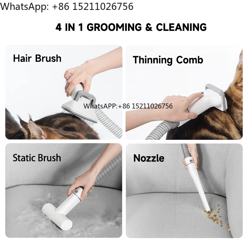 Neakasa P1 Pro Eco-Friendly 5 in 1 Dog Cat Hair Brush Trimmer Kit Pet Grooming Vacuum with Clipper Made of Plastic view 4