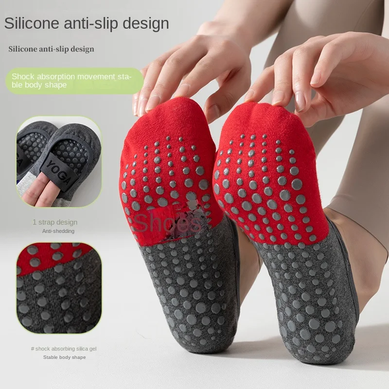 5 pairs Cross-Border Professional Yoga Socks,  Cotton Strapping Silicone Anti-Slip Pilates Fitness Dance Floor Socks view 4