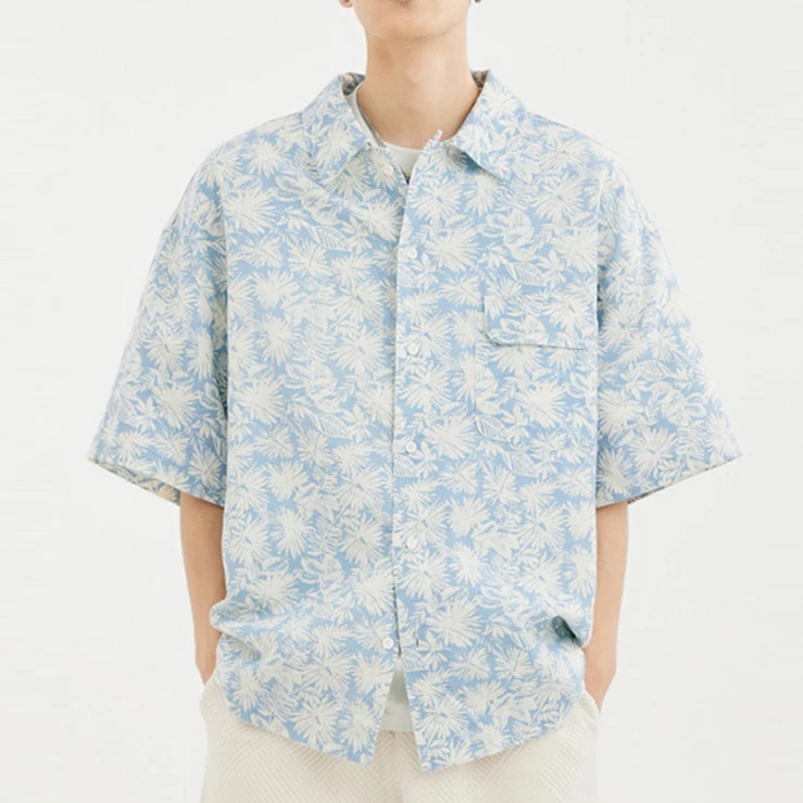 Chemise ample à manches courtes pour hommes, en coton et lin, imprimée, décontractée, respirante, confortable, pour vacances, plage, nouvelle collection été 2024