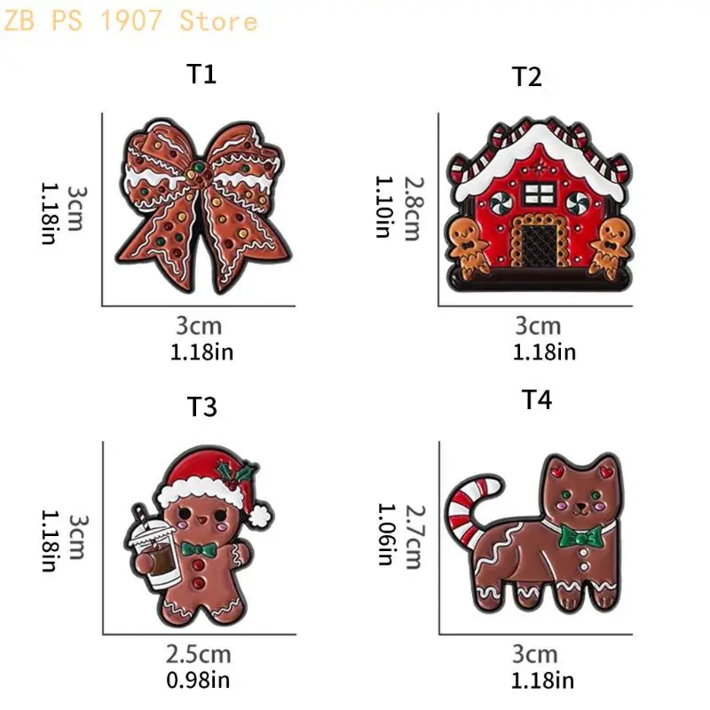 سبيكة عيد الميلاد هريرة Bowknot المينا دبوس لطيف الزنجبيل كوكي بروش لحقيبة الظهر سترة الديكور هدية عيد 55KA