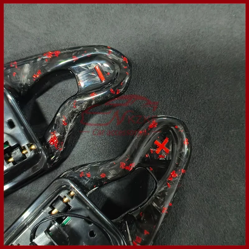 For Audi A4 B9 A5 S3 S5 A3 models, red forged carbon fiber shift paddles. Customizable color accessories upgrade