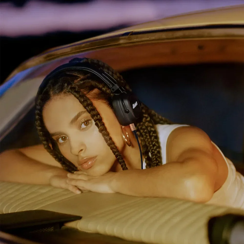 Spring OFC Replacement Cable Aux Cord for Marshall Monitor 1 2 I II A.N.C. Wired Wireless Bluetooth On-Ear Over-Ear Headphones