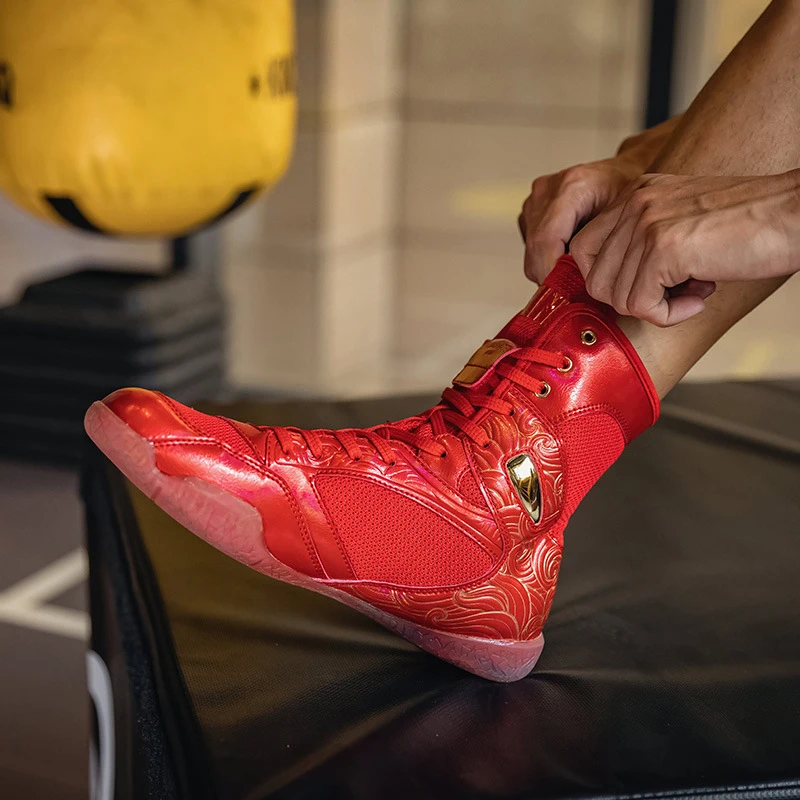 

Бренд KAIMATE 2026, новые полностью черные мужские боксерские ботинки, тренировочные борцовские туфли с высоким берцем, дышащие боевые кроссовки