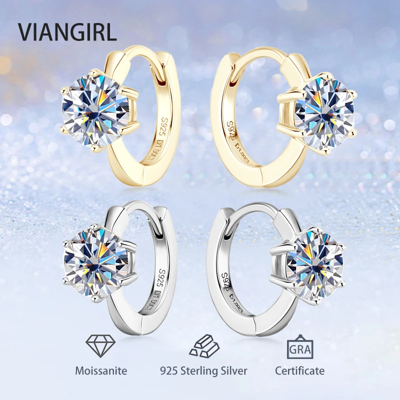 

Женские серьги-Обручи из серебра 925 пробы, с муассанитом