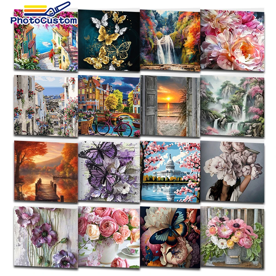 PhotoCustom Painting By Numbers For Adults DIY Kits HandPainted Animals On Canvas Scenery Oil Picture Drawing Coloring By Number