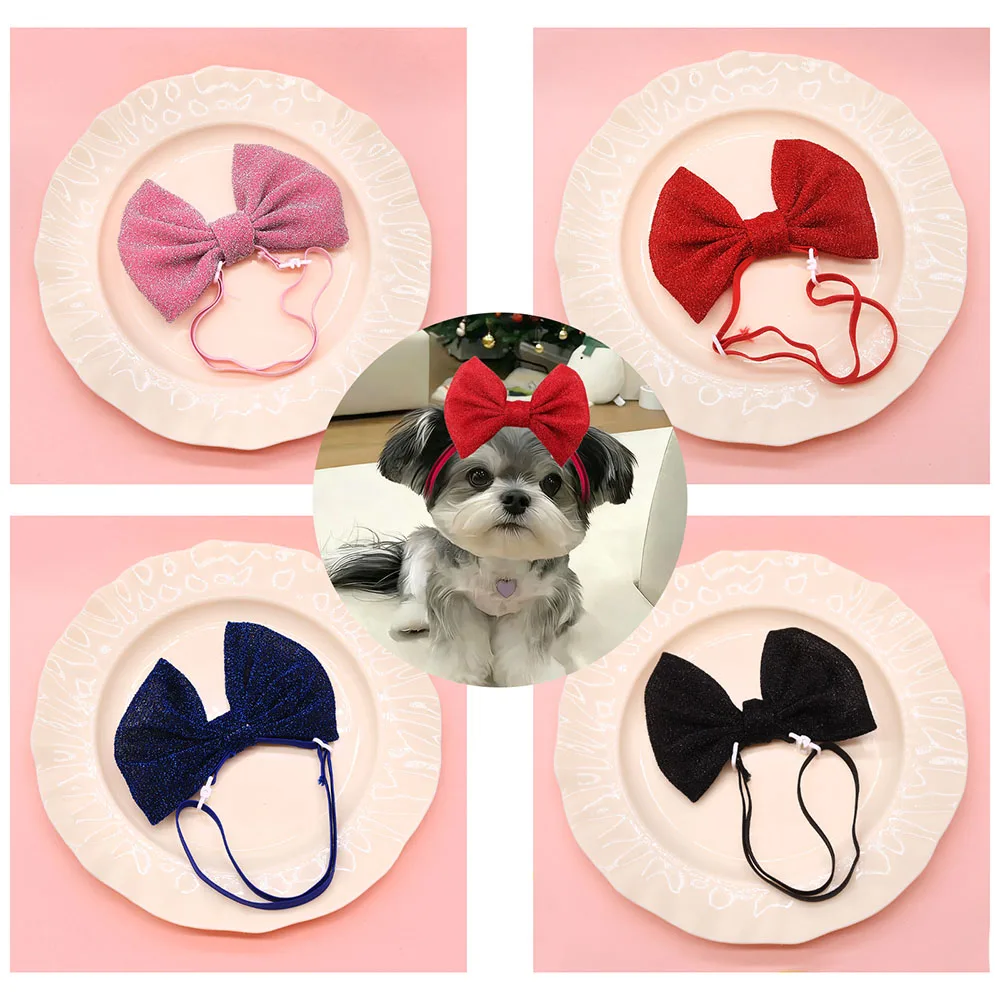 1PC Adjustable Dog Bows Elastic Bands Dog Head Bows Fashion Puppy Bows Pet Grooming Accessories For Dogs and Cats