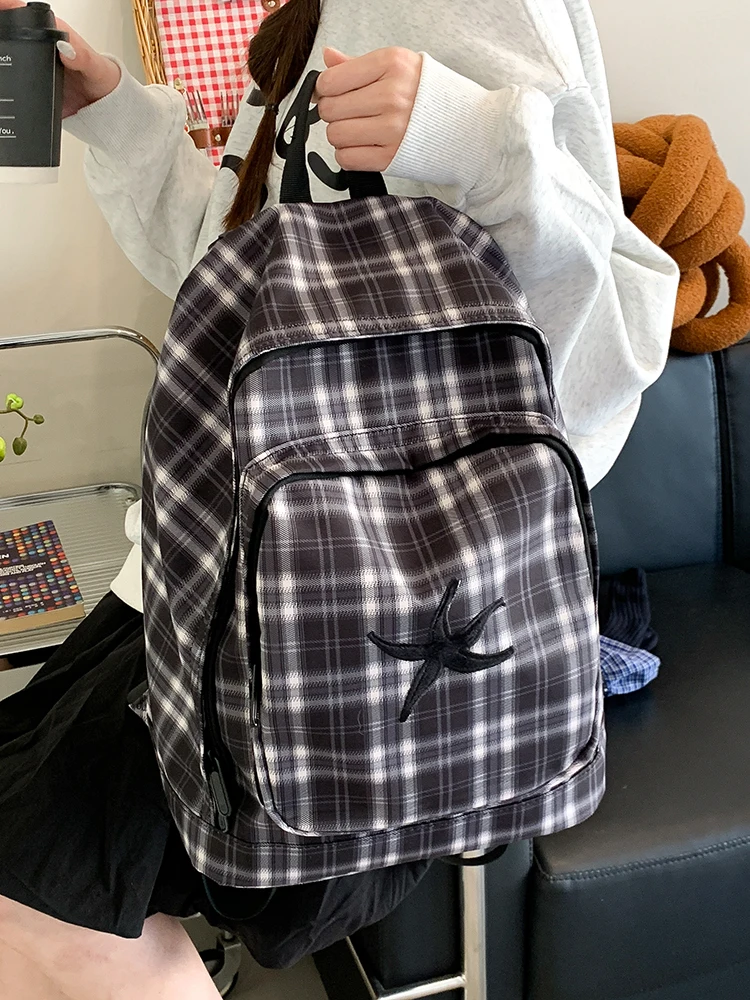 حقيبة ظهر نسائية خفيفة الوزن ذات سعة كبيرة منقوشة على الطراز الكوري حقيبة سفر خارجية لطلاب الجامعات وطلاب المدارس الثانوية