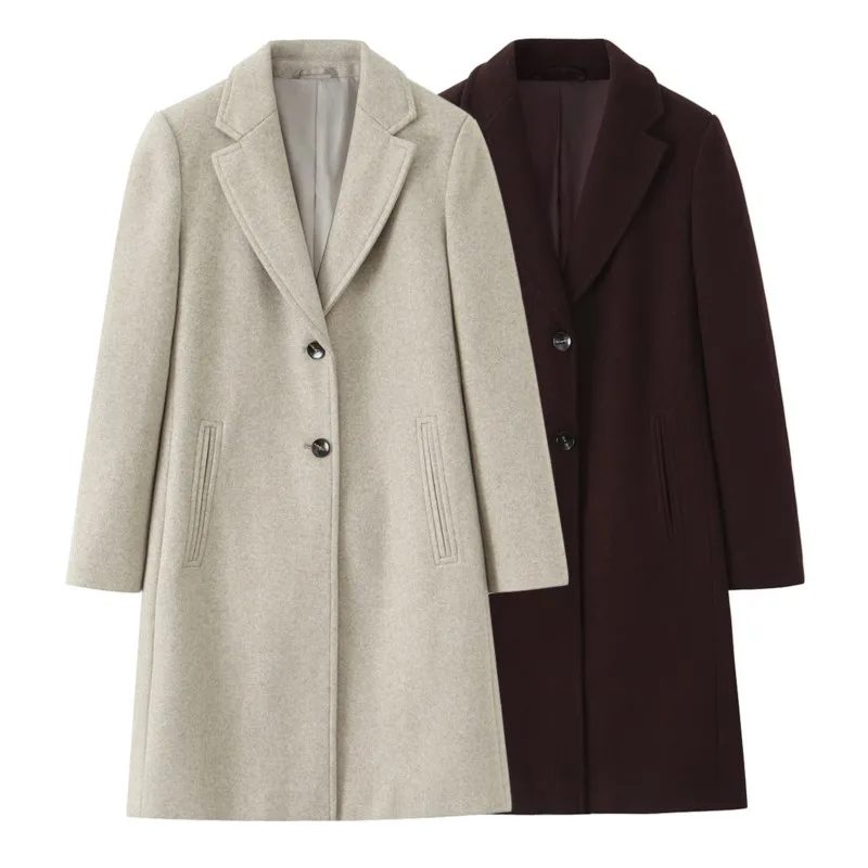 

Women Soft Shoulder Pad Coat Autumn Casual Turn Down Collar Long Sleeve Button Outerwear Pokcet Female Chic Overcoat