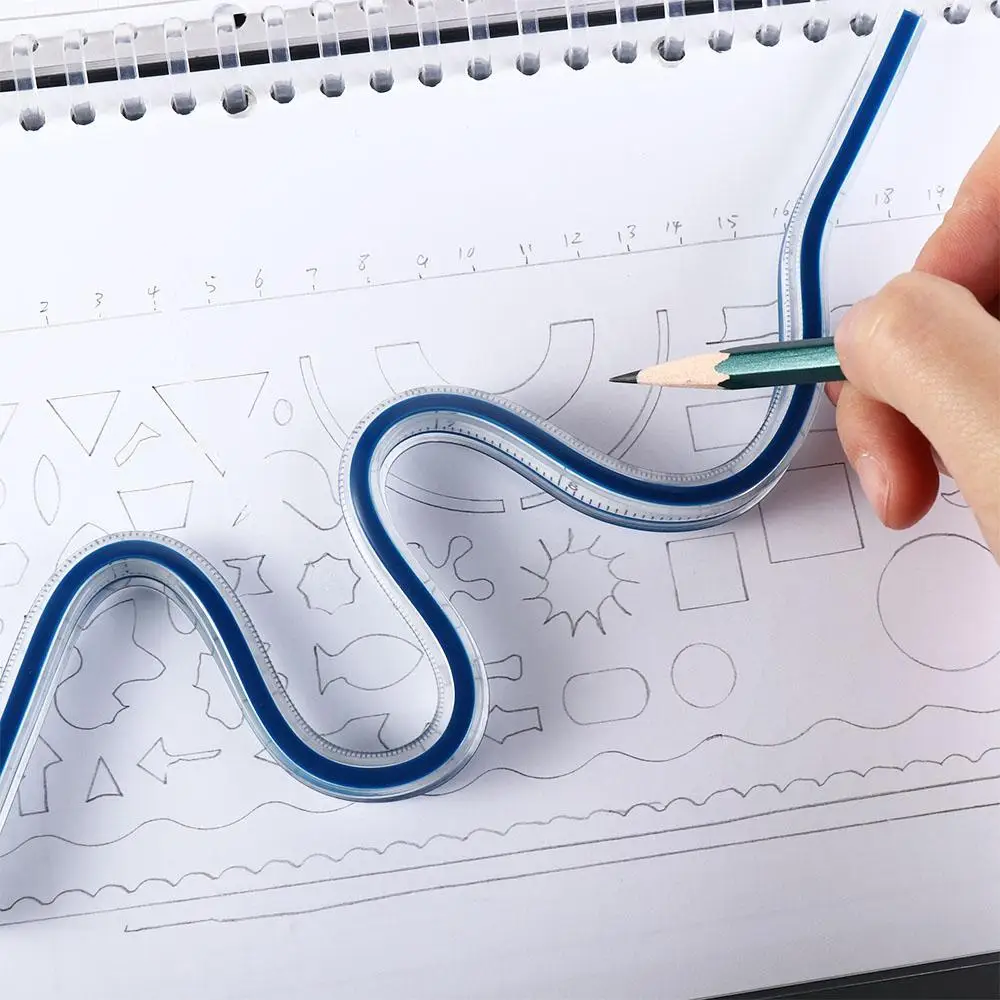 Strumento di disegno per ufficio di misurazione Disegno scolastico Righello da disegno Righello divisorio Righello serpentino Righello curvo flessibile