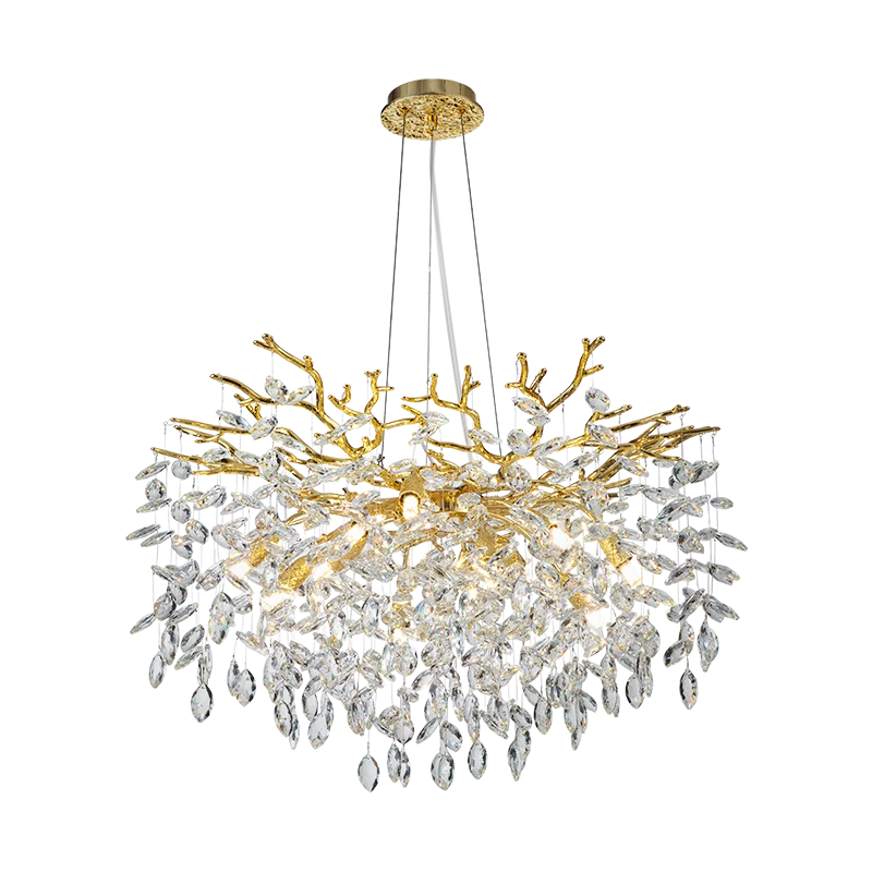

Luxury Crystal Light Simple And Magnificent French American Tree Branch Light Luxury Living Room Crystal Pendant Light Round
