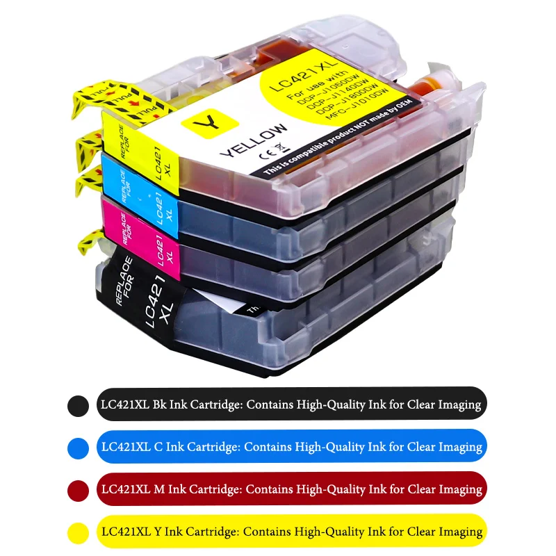 1/2 SET LC421XL LC421 421XL Ink Cartridge Compatible For Brother DCP-J1050DW MFC-J1010DW DCP-J1140DW Color Printer
