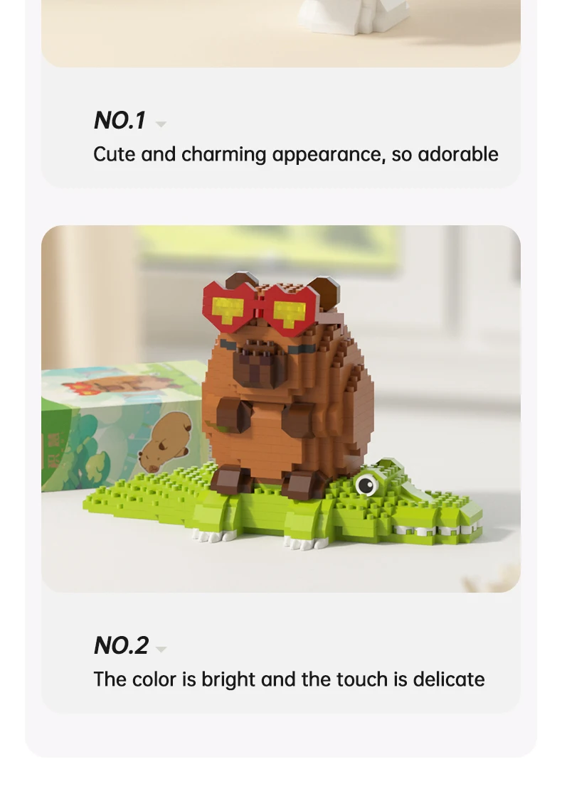 NEUES Kreatives Capybara-Baustein-Set - Niedliches Wasser-Mausläuse DIY-Modell | Lustiges MINT-Spielzeug für Kinder & Erwachsene, ideale Geburtstagsgeschenke – Detail 12