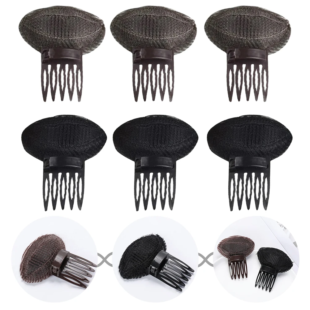 

6 шт., наклейка на браслет, усилитель высоты, расчески для волос, наращивание булочек для женщин, для плетения объема, зажимы, нейлоновые вставки с корнем