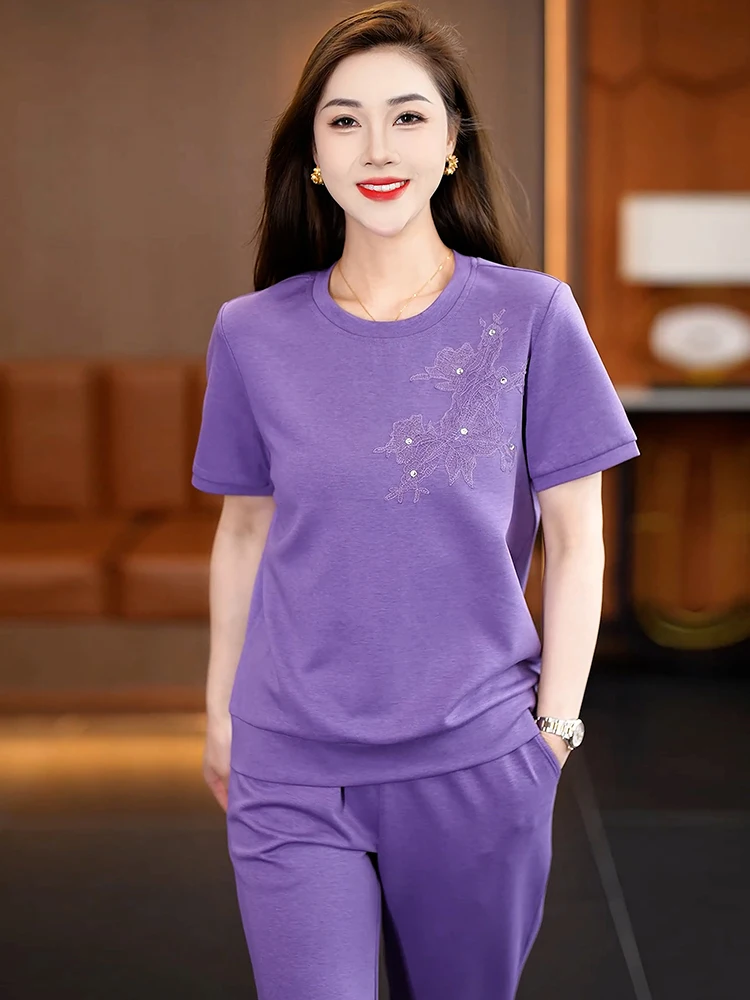 

Новый летний повседневный спортивный костюм для женщин: модный, свободный, больших размеров, из тонкого хлопка, для активного отдыха и бега, комплект из двух предметов...