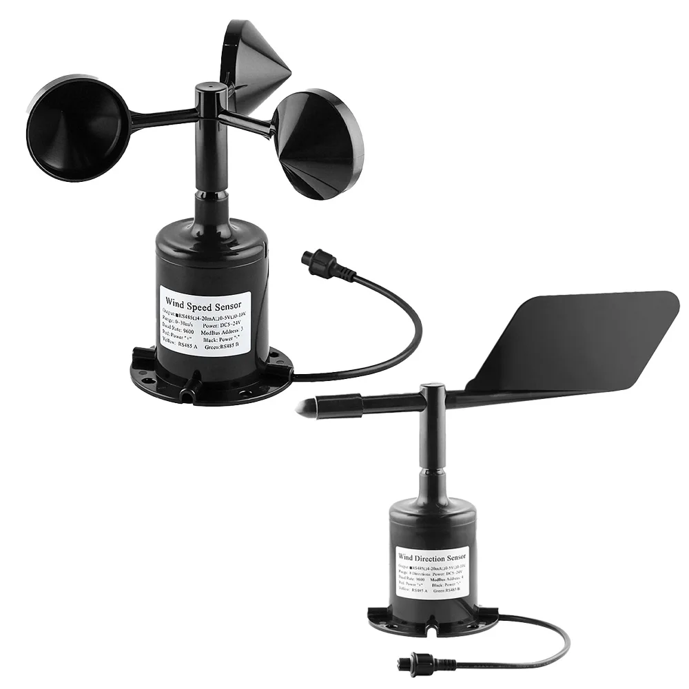 30m/s Polycarbon Wind Speed Direction Sensor Weather Station Outdoor 3 Cup Anemometer Sensor Output RS485 4-20MA 0-5V 0-10V