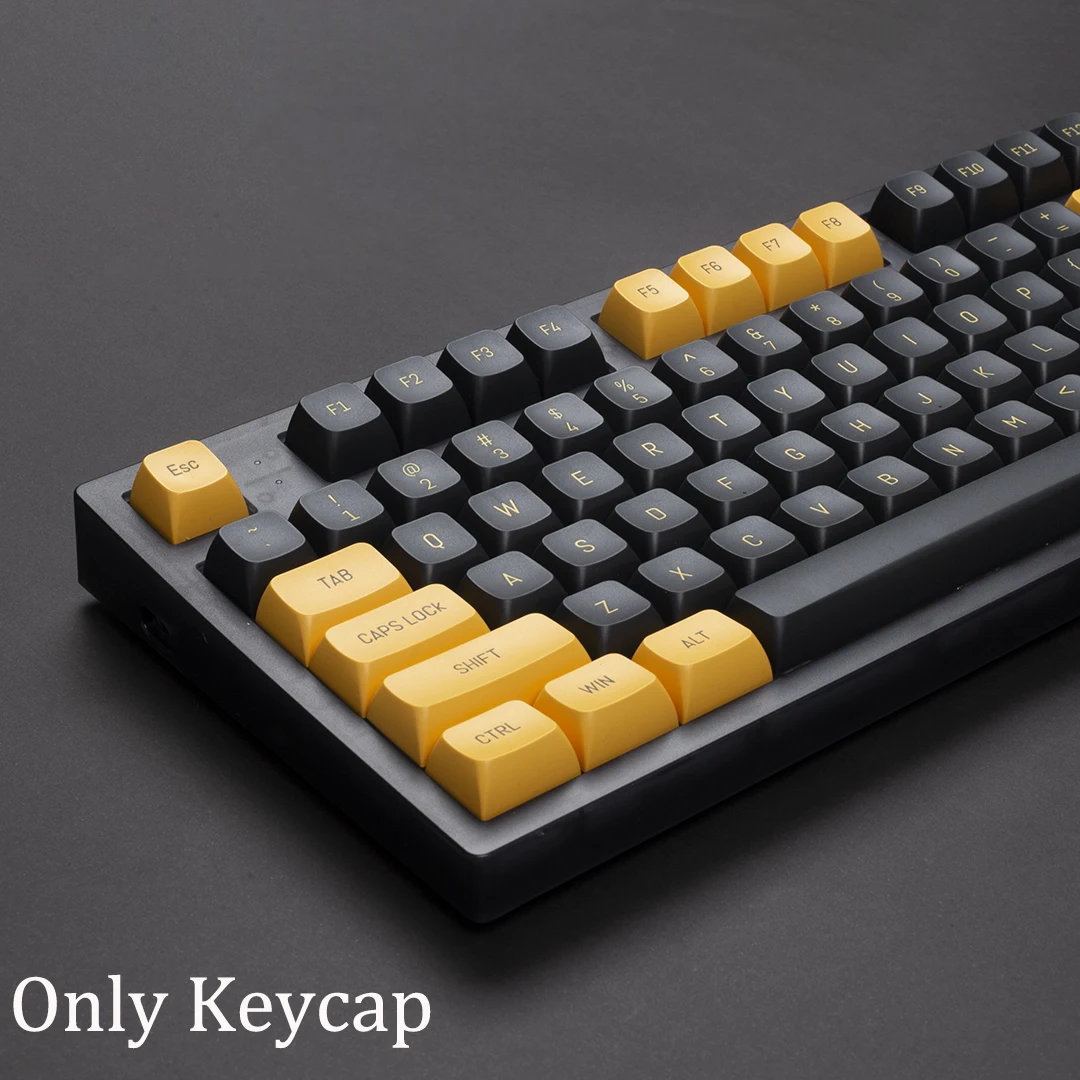149 مفتاحًا أسود أصفر CSA أغطية مفاتيح مزدوجة النار PBT Keycap لـ Cherry Mx Switch غطاء مفاتيح لوحة مفاتيح الألعاب الميكانيكية DIY