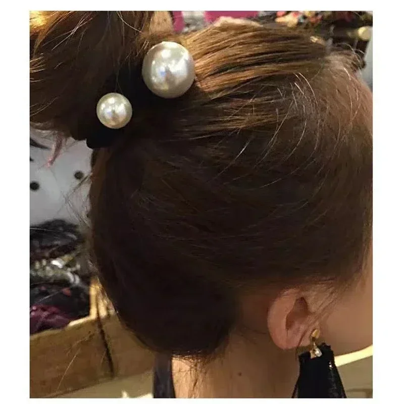 2 ST Koreaanse Leuke Parel Elastische Haarbanden Rubberband voor Vrouwen Meisjes Haarbanden Ringen Touw voor Haaraccessoires Paardenstaart Houder