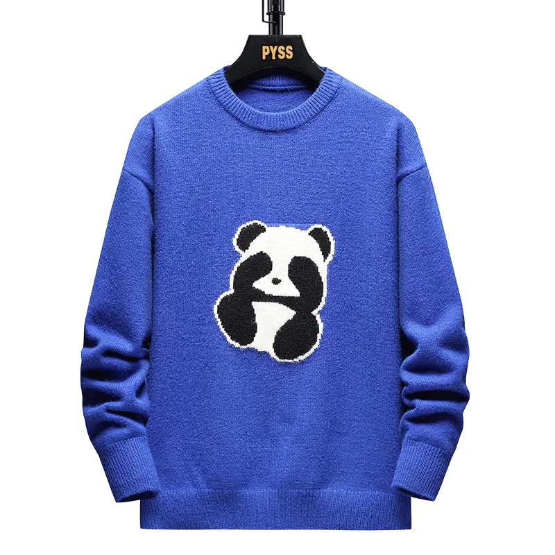 Autumn and winter plus size casual sweater 7XL 6XL 5XL 4XL fashion men's round neck plus size panda youth thickening sweater